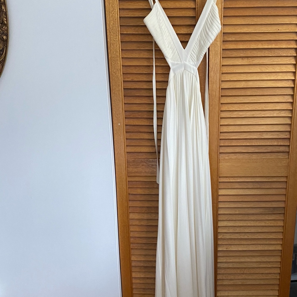 BCBG Elegant White, backless Maxi Dress